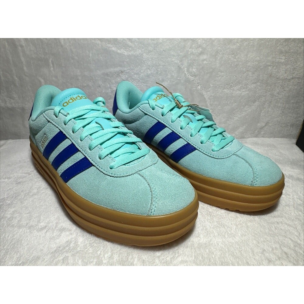 Adidas VL Court Bold Women 6 Turquoise Blue Gum Platform Sneakers - Picture 3 of 7